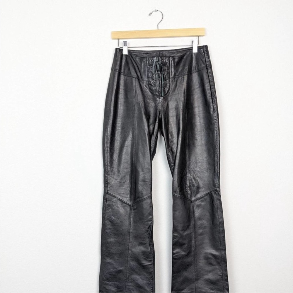Vintage Wilsons Leather Maxima Black Leather Lace Up Pants 6 28